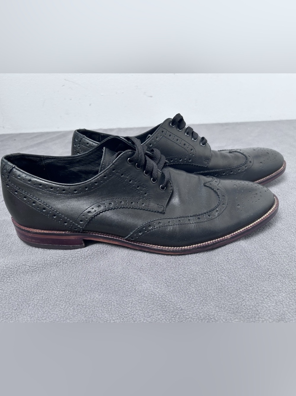 Gordon Rush Men's Black Wingtip Brogue Oxfords